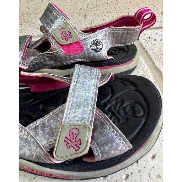 Timberland Sandals 30772M Toddler's 2 Strap Silver Pink Leather Vintage Sz 3 - Picture 10 of 14